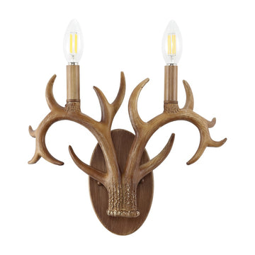 Oakley 13.25" 2-Light Southwestern Bohemian Resin/Iron Faux Antler LED Sconce - JONATHAN Y